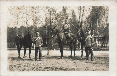Fotokarte 1.WK Ulan mit Ulanen Tschapka Sachsen und Säbel Zeithain