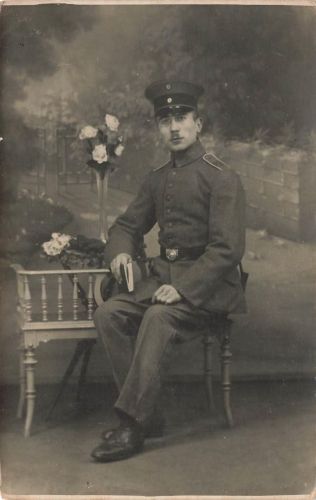 Foto AK 1.WK Portrait Soldat Schulterklappe 69 Trier