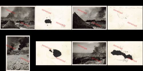4x Fotos russischer Angriff Turyshkino brennt Leningrad Russland Ostfront