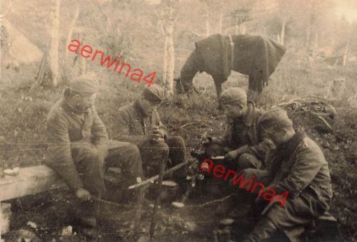 Deutsche Soldaten beim Kochen in Urwald Karelien Finnland