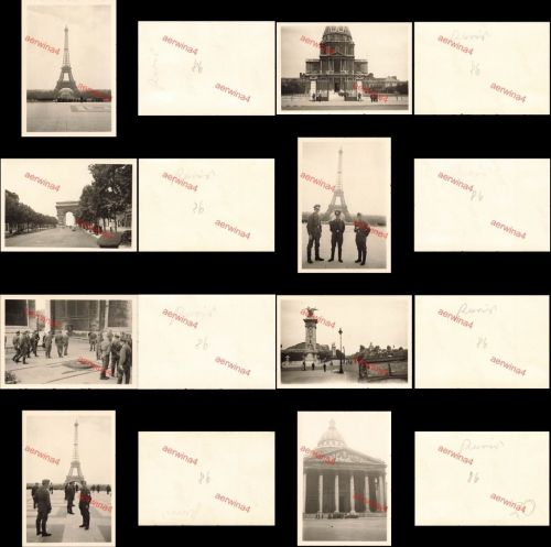 8x Fotos deutsche Piloten des Flieger Lehrgeschwader 1 Besuch Paris Frankreich