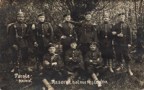 Foto-AK 1.WK Deutsche Soldaten Pickelhaube Sachsen Inf.-Regt.105 Straßburg