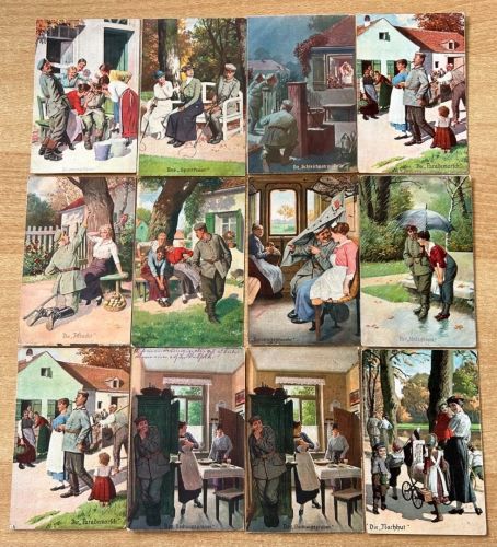 12 x AK Feldpostkarten 1.WK " Immer Fachmann "