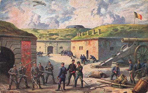 AK 1.WK Fort Malonne Belagerung Namur 1914 Leutnant v. d. Linde 1918 Patriotika