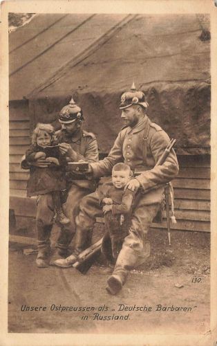AK 1.WK Unsere Ostpreussen Deutsche Barbaren Soldaten Kinder 1916 Patriotika