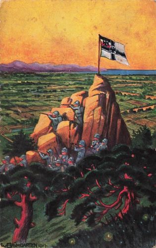 AK 1.WK Tsingtau Beobachtungsposten Kaiserliche Kriegsflagge 1916 Patriotika