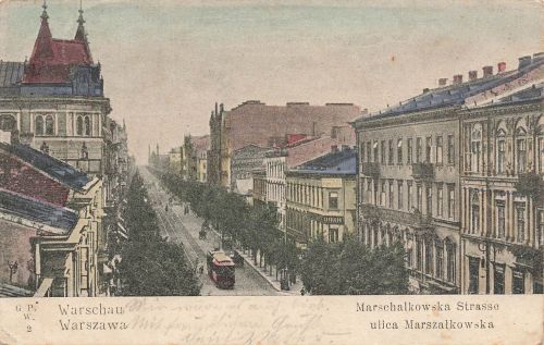 AK Warschau Warszawa Marschalkowska Straße Polen 1915 gelaufen Postkarte