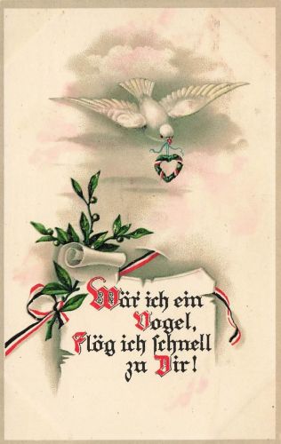 AK 1.WK Wär ich ein Vogel Fläg ich schnell zu dir Taube Patriotika Postkarte