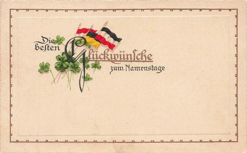 AK 1.WK Glückwünsche zum Namenstag Kleeblätter gelaufen Patriotika geprägt