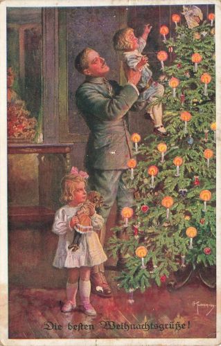 AK 1.WK Weihnachten beste Weihnachtsgrüße Soldat Kinder Weihnachtsbaum 1917