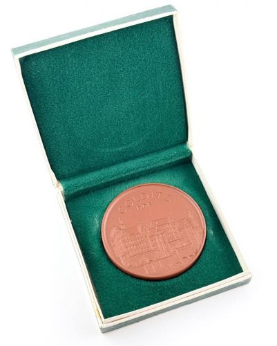 DDR Medaille Porzellan Colditz Wappen
