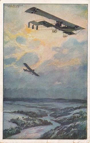 AK 1.WK Luftfahrt Doppeldecker Flugzeug Hans Rudolf Schulze 1918 Patriotika