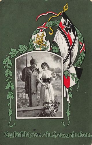 AK 1.WK Eisernes Kreuz Liebespaar Soldat Fahne Liebe 1917 Patriotika