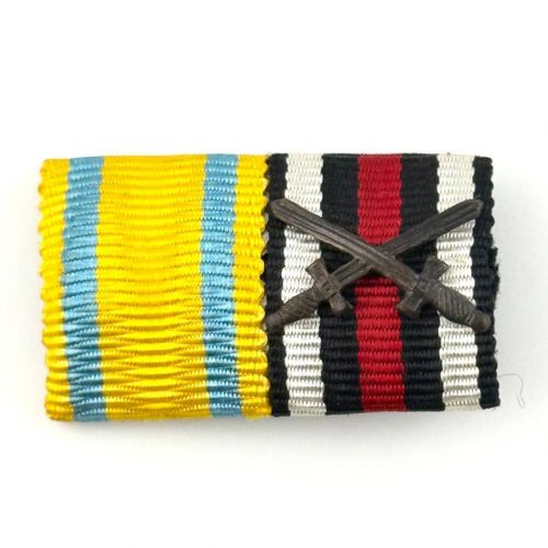 2er Feldspange Sachsen Friedrich-August-Medaille & KVK Frontkämpfer 1. Weltkrieg