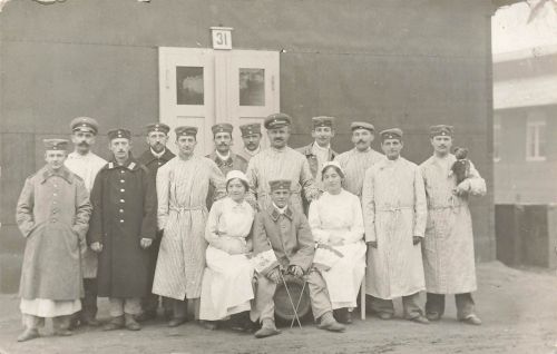Fotokarte 1.WK verletzte deutsche Soldaten Krankenschwester Lazarett Graudenz