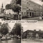 AK DDR Lübbenau Mühleneck Kahnabfahrtsstelle Säuglingsheim Brandenburg gelaufen