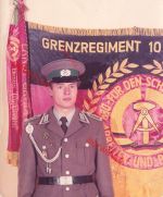 DDR NVA GT Foto Truppenfahne Grenzregiment 10 Ernst Grube Plauen Grenztruppen
