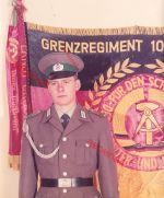 DDR NVA GT Foto Truppenfahne Grenzregiment 10 Ernst Grube Plauen Grenztruppen