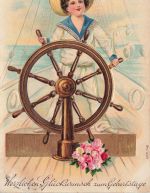 AK Geburtsag Herzlichen Glückwunsch kleiner Matrose Schiff Blumen 1911 geprägt