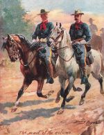 AK Künstlerkarte Harry Pane The Head of the Column Wild West Cowboys USA