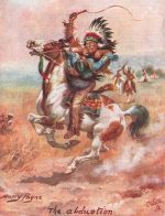 AK Künstlerkarte Harry Pane The alduction Wild West Indianer USA