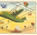 AK Barbara Henniger Flugzeuge Luftfahrt Ballons Industrie DDR Künstlerkarte