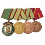 DDR MdI 4er Ordensspange Ehrenzeichen VP Verdienstmedaillen MdI & Kampfgruppen