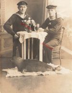 Foto-AK 1.WK Matrosen Mützenband S.M.S. Kaiserin Tellermütze Wilhelmshaven
