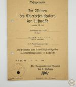 Großes Urkunden-Konvolut Wilhelm Fricke – Luftwaffe / F.A.S. Rerik / Flak / Ostmedaille