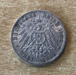 3 Mark Otto König von Bayern 1908 D Silbermünze
