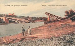 Die gesprengte Stadtbrücke in Grodno Weißrussland Belarus Postkarte AK 1916