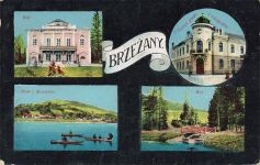 Postamt und Teich Brzezany Bereschany Ukraine Panorama-Postkarte AK 1917