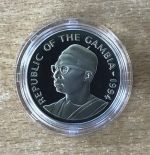 Gambia 20 Dalasis 1994 Ball und Globus Fußball PP Silbermünze Zertifikat