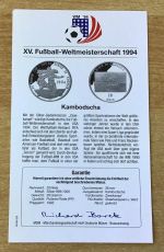 Kambodscha 20 Riels 1992 Zweikampf Fußball PP Silbermünze Zertifikat