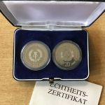DDR 2 x 20 Mark Stadtsiegel 1987 PP im Originaletui und Zertifikat