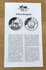 China 10 Yuan 1992 Silber PP mit Zertifikat Tierwelt Schneeleopard