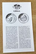 Laos 1000 KIP 1996 Silber PP mit Zertifikat Tierwelt Gibbon