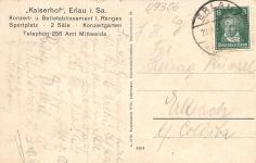 "Kaiserhof" Erlau i. Sa. Konzert- u. Balletablissement AK