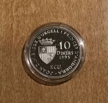 Andorra 10 Diners 1995 Beitritt zum Europarat PP Silber Ecu mit Zertifikat