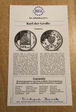 Andorra 10 Diners 1991 Karl der Große PP Silber Ecu mit Zertifikat