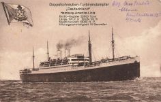 Doppelschrauben-Turbinendampfer Deutschland Hamburg Postkarte AK 1926