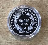 Türkei 50 000 Lira 1994 Waldrapp Silber PP mit Zertifikat