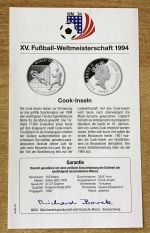 Cook -Inseln 10 Dollars 1992 Torszene Fußball PP Silbermünze Mit Zertifikat