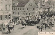 Gruss aus Borna-Leipzig mit Husaren Sachsen Postkarte AK 1907