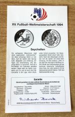 Seychellen 25 Rupees 1993 Fallrückzieher Fußball PP Silbermünze Mit Zertifikat