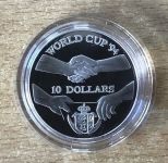 Niue 10 Dollars 1991 Wimpeltausch Fußball PP Silbermünze Mit Zertifikat
