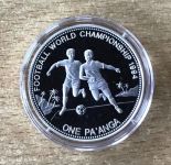 Tonga 1 Paanga 1992 zwei Spieler Fußball PP Silbermünze Mit Zertifikat