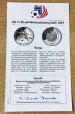 Tonga 1 Paanga 1992 zwei Spieler Fußball PP Silbermünze Mit Zertifikat