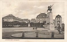 Blick auf Schlossplatz mit Denkmal Saarbrücken Saarland Postkarte AK 1915