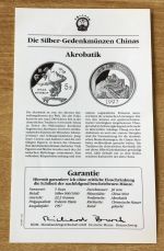China 5 Yuan 1997 Akrobatik Silber PP mit Zertifikat